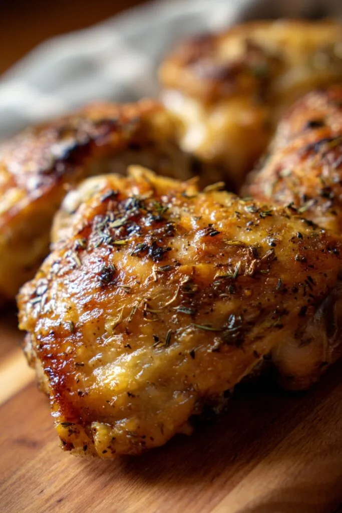 Greek Chicken - Golden crispy herb-crusted chicken piece with Mediterranean seasonings