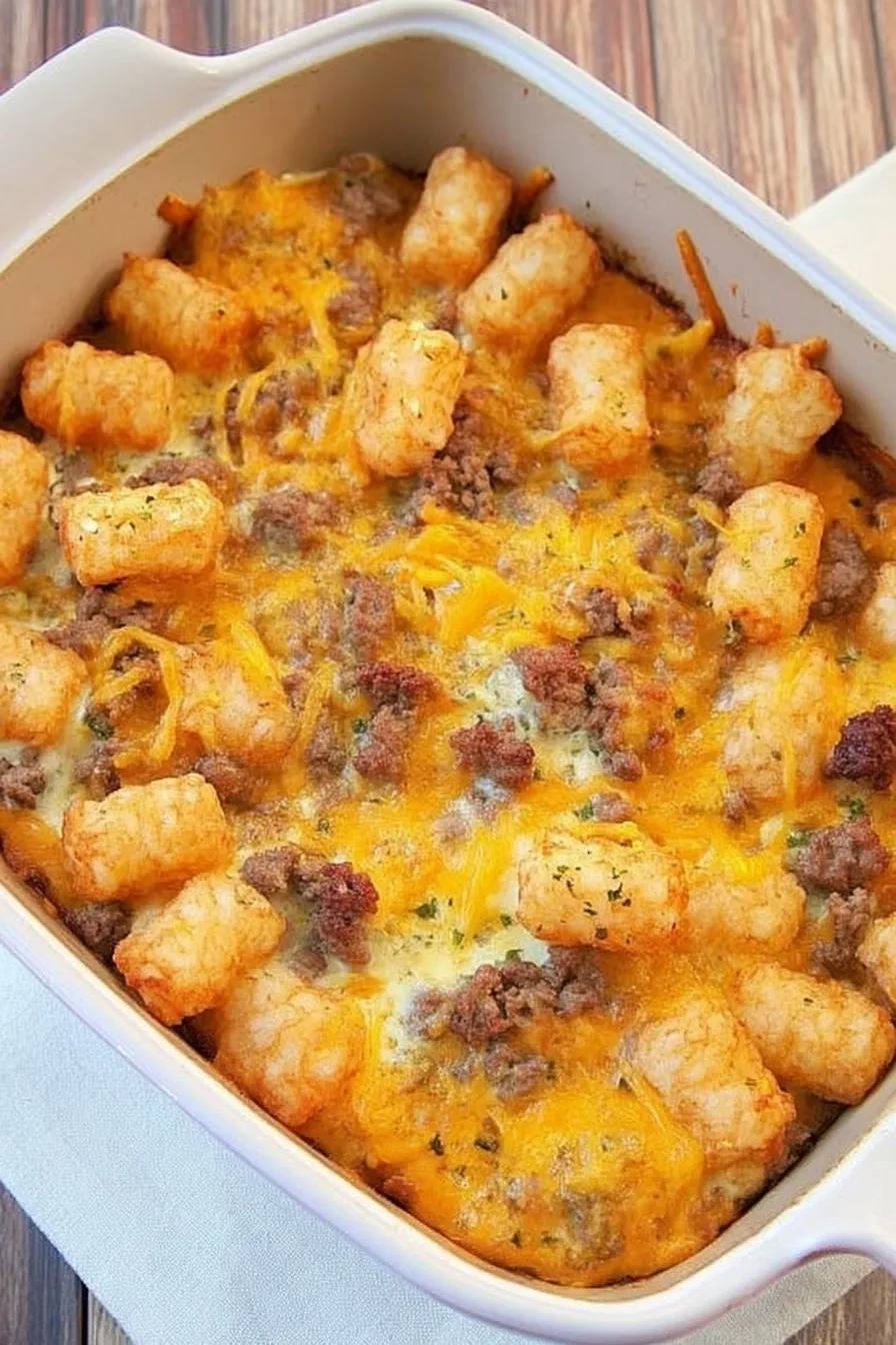 Delicious Tater Tot Sausage Breakfast Casserole