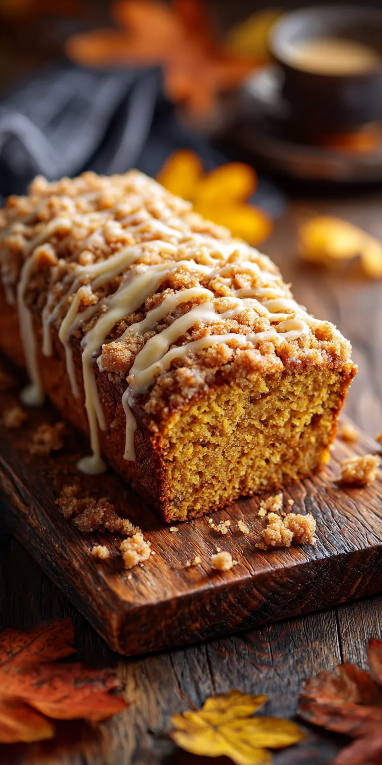 Classic Pumpkin Bread with Streusel Topping and Maple Glaze