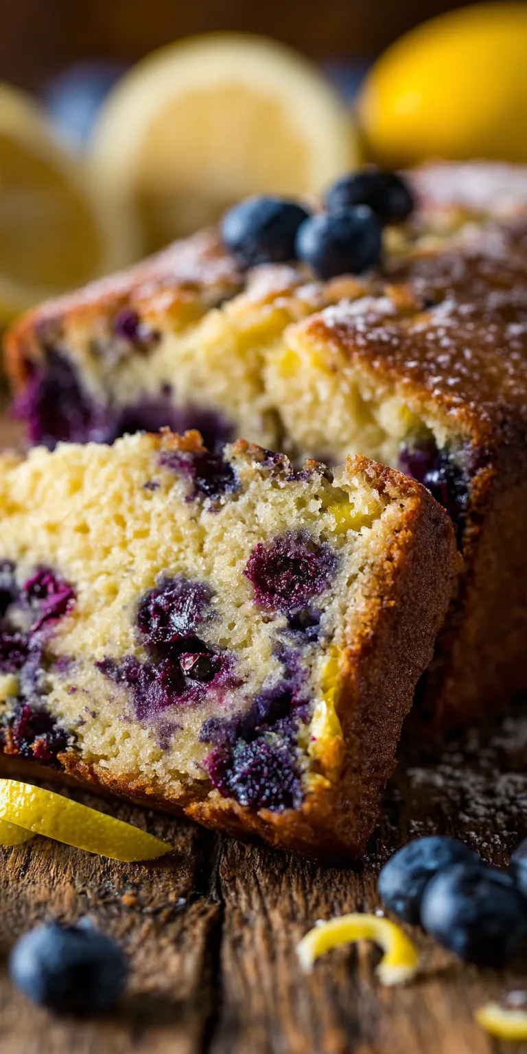 Slice of Blueberry Lemon Zest Banana Bread on a plate with fresh berries