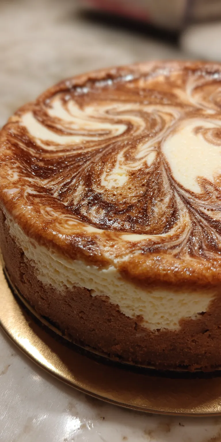 A slice of Pumpkin Swirl Gingersnap Cheesecake with a creamy texture and marbled design