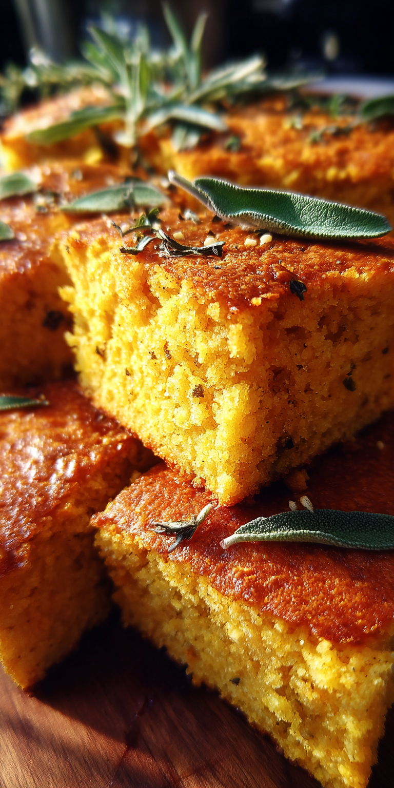 A collection of fresh components for making Savory Pumpkin Sage Cornbread with pumpkin and sage