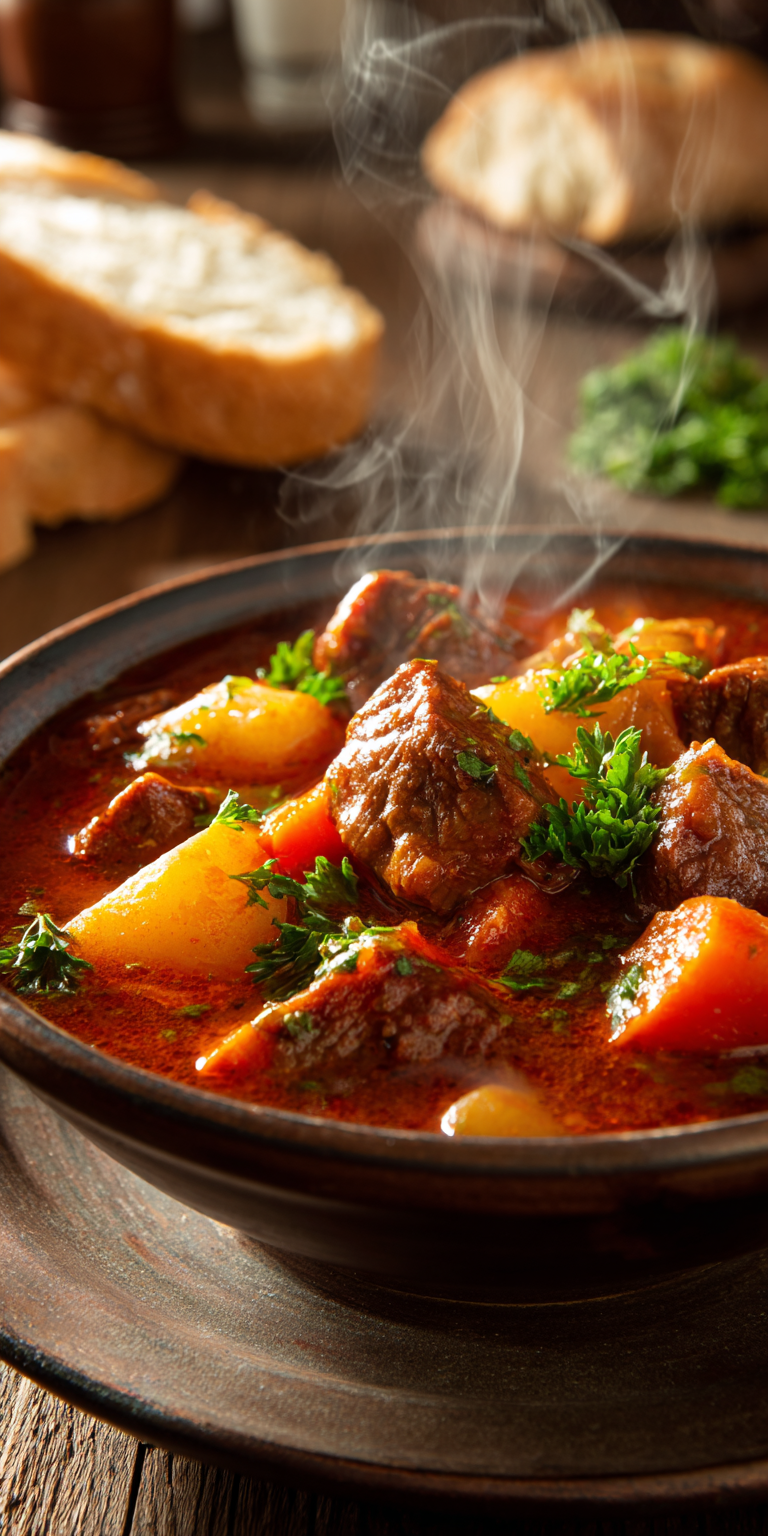 A collection of fresh components for Smoky Chipotle Beef Stew, ready to be cooked