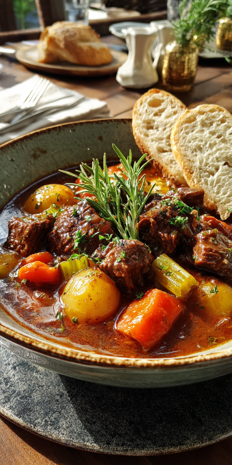 Tuscan Harvest Beef Stew served warm with cozy spices