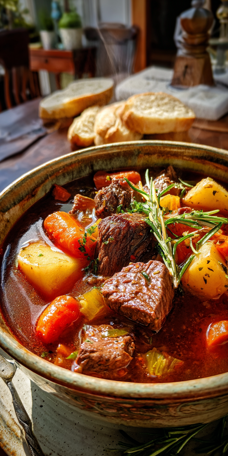Tuscan Harvest Beef Stew served warm with cozy spices