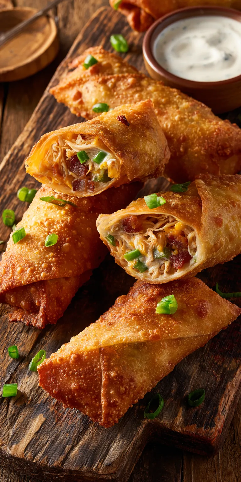 Crispy Crack Chicken Egg Rolls with a golden exterior on a plate