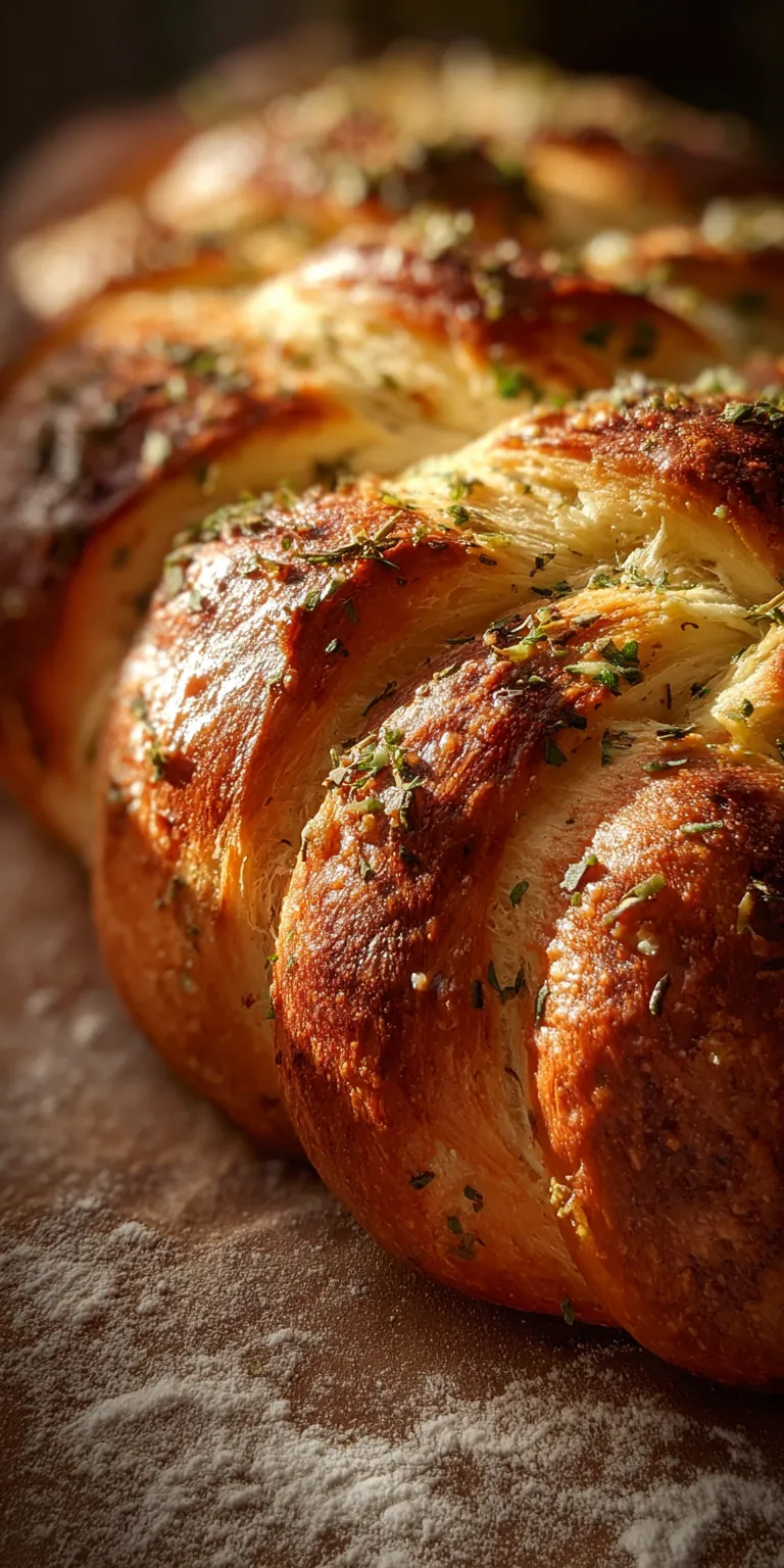 Garlic Herb Braided Sourdough Loaf served warm with cozy spices