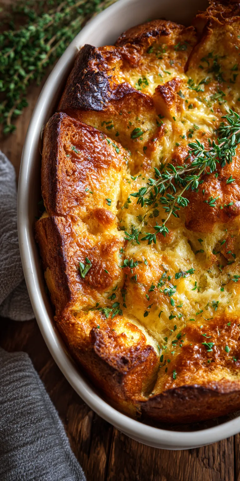 Close-up of raw components for a Savory Herb & Cheese French Toast Bake before assembly