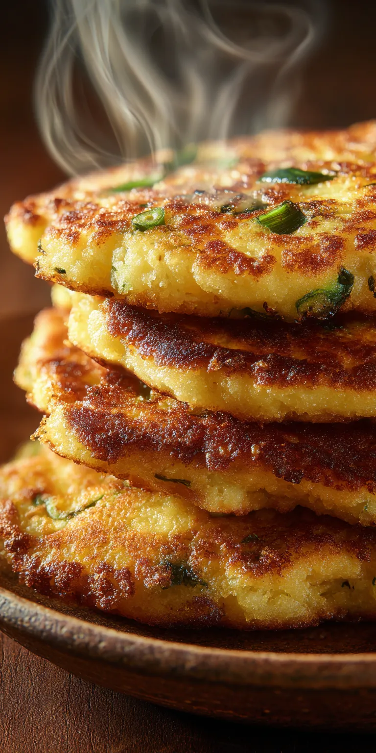 Savory Scallion Cornmeal Griddlecakes on a plate, ready for brunch