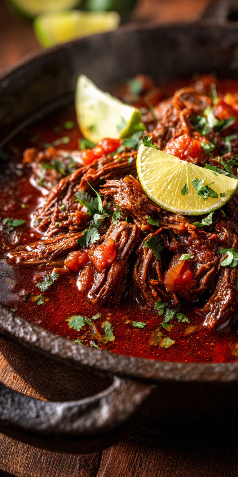 Tender Southwest Chipotle Pot Roast with smoky flavors on a rustic plate