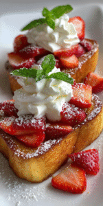 Strawberries & Cream Brioche Toast served warm with cozy spices
