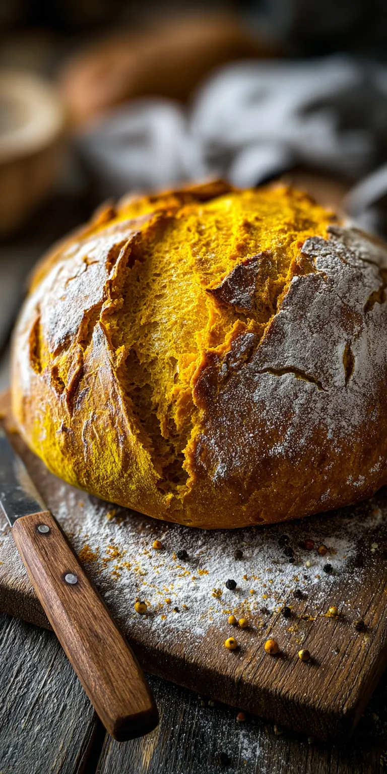 A slice of Turmeric and Black Pepper Sourdough on a rustic table