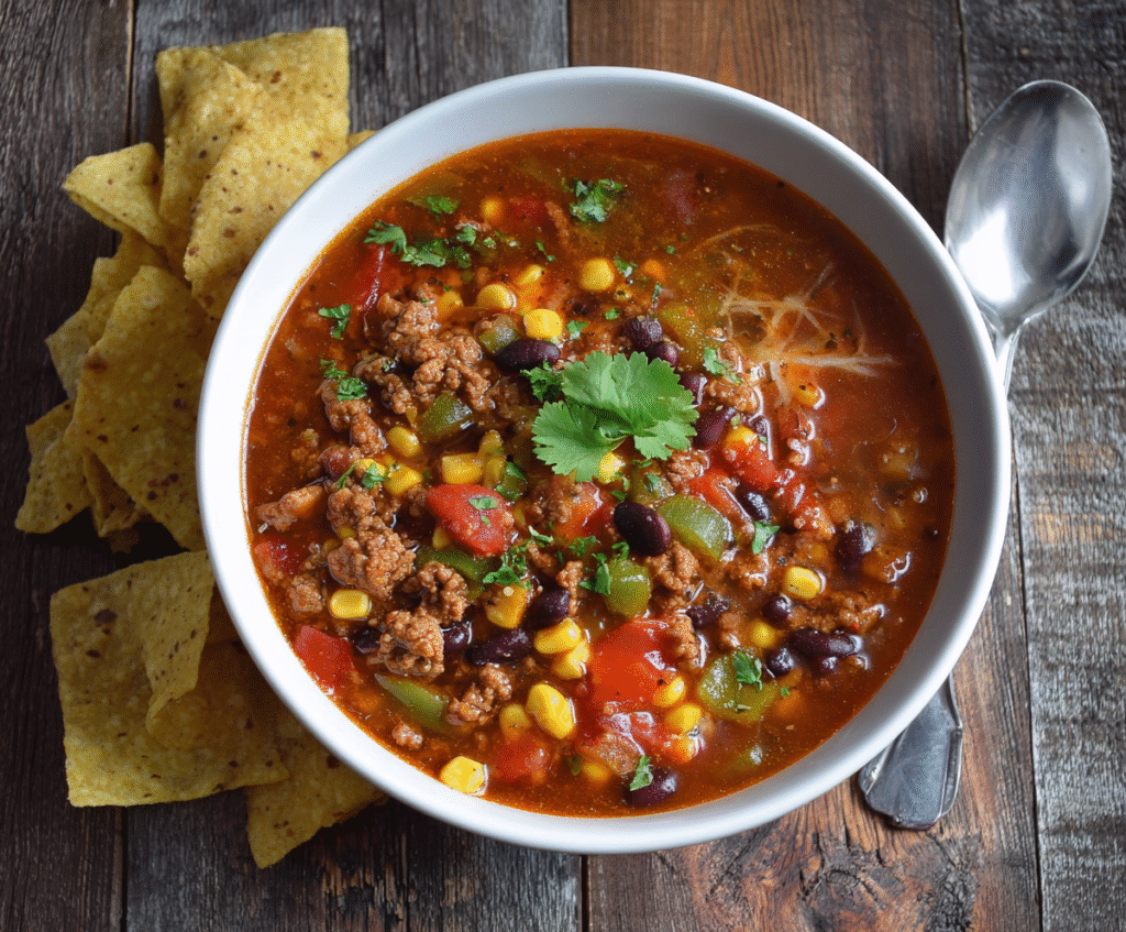 Tex-Mex 7 Can Chicken Taco Soup – Simple & Savory Recipe