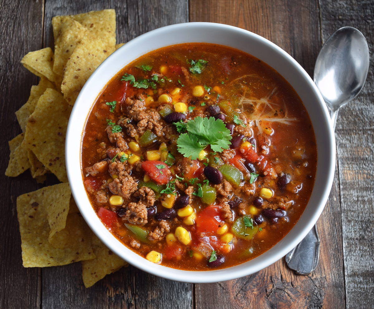Tex-Mex 7 Can Chicken Taco Soup – Simple & Savory Recipe