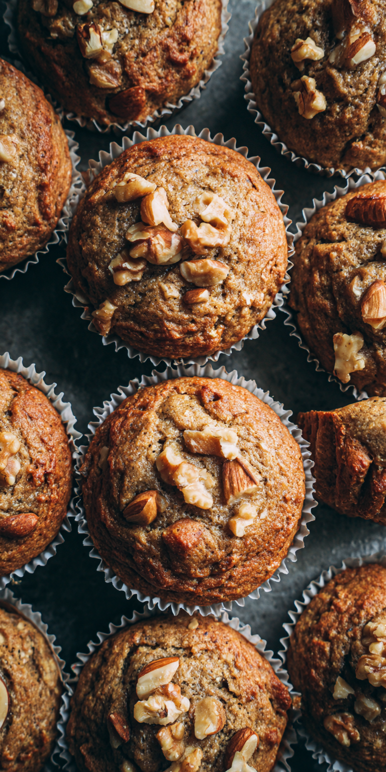 Almond Butter Banana Muffins served warm with cozy spices