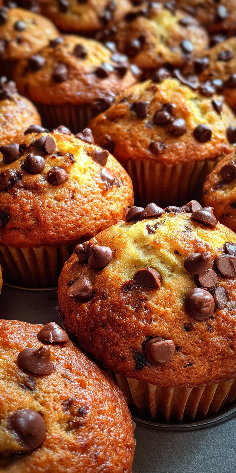 Freshly prepared banana chocolate chip muffin ingredients ready for baking