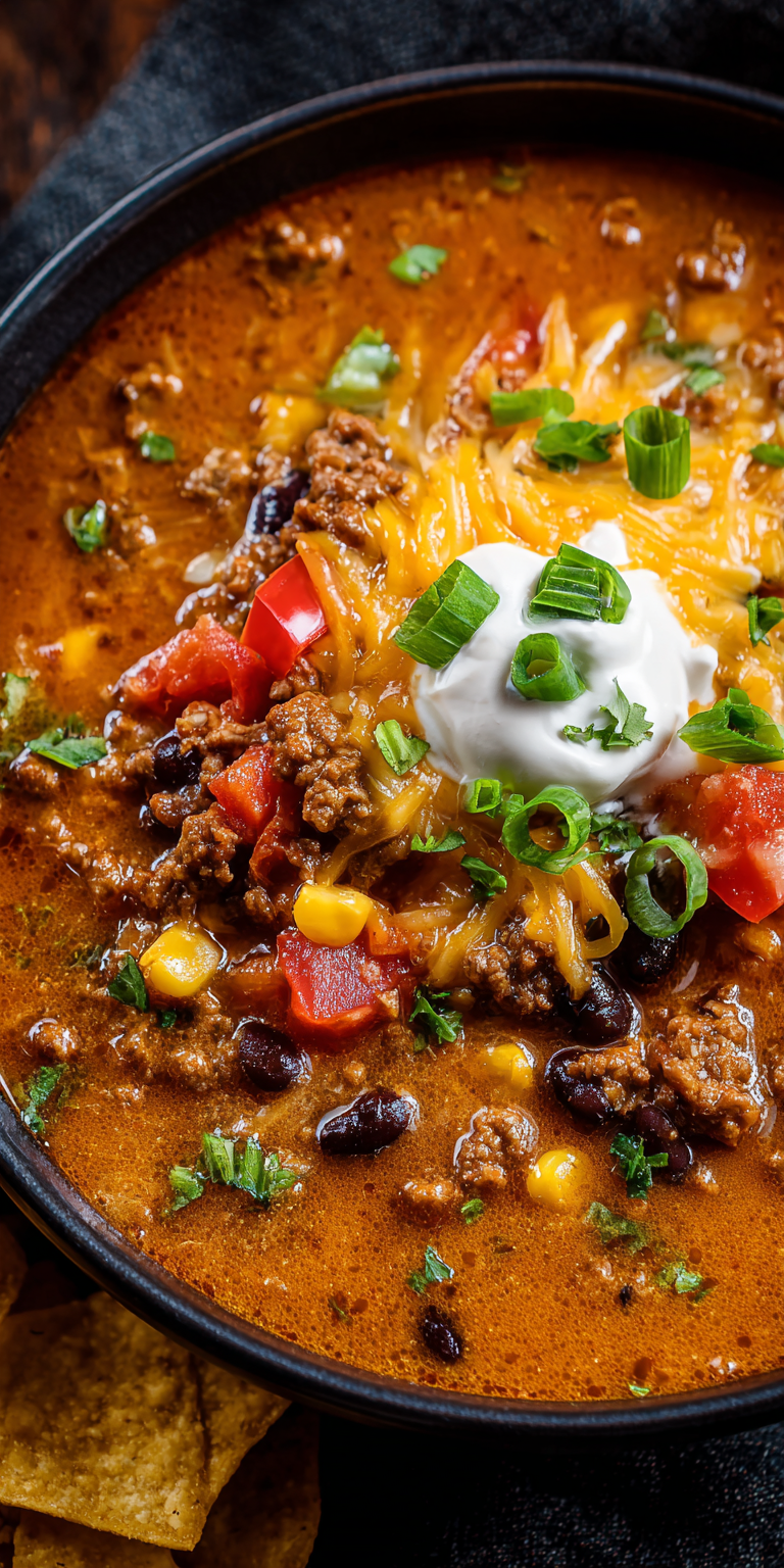 Beefy Cheesy Taco Soup – Family Night Winner Recipe