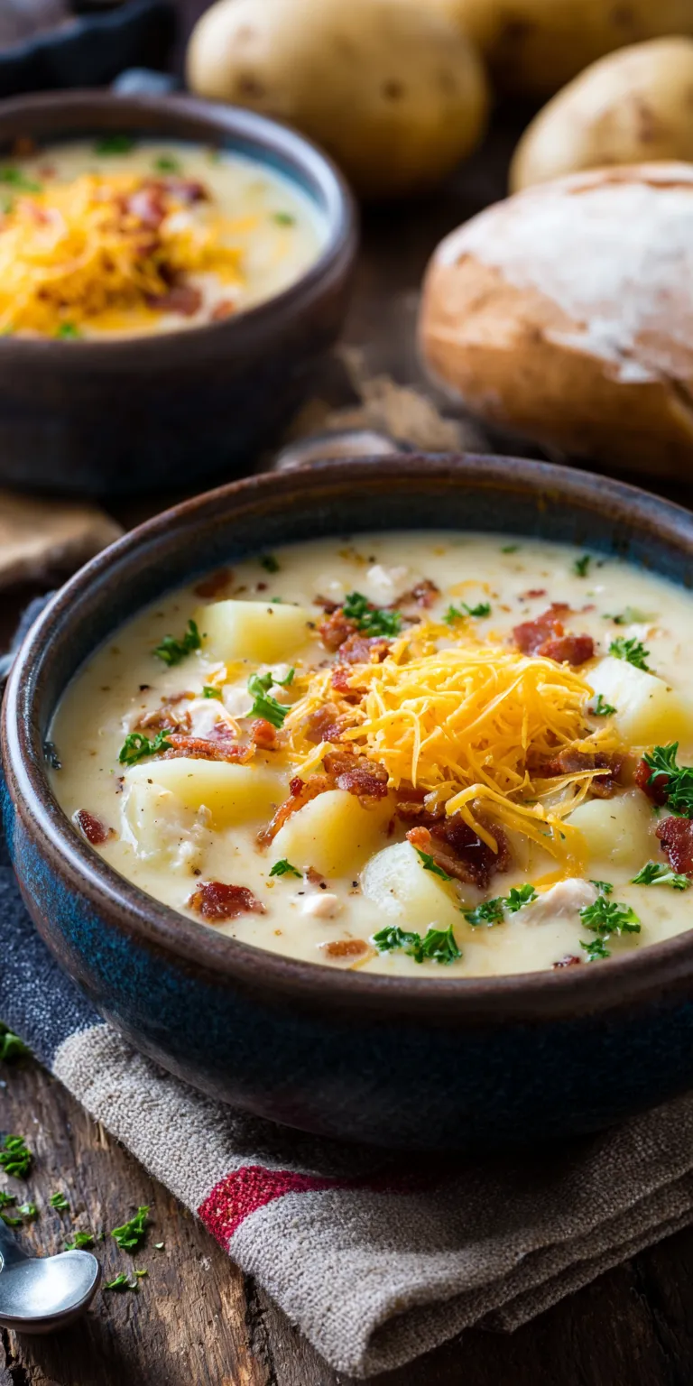 Cheesy Chicken Bacon Potato Soup – Comfort Bowl Pure served warm with cozy spices