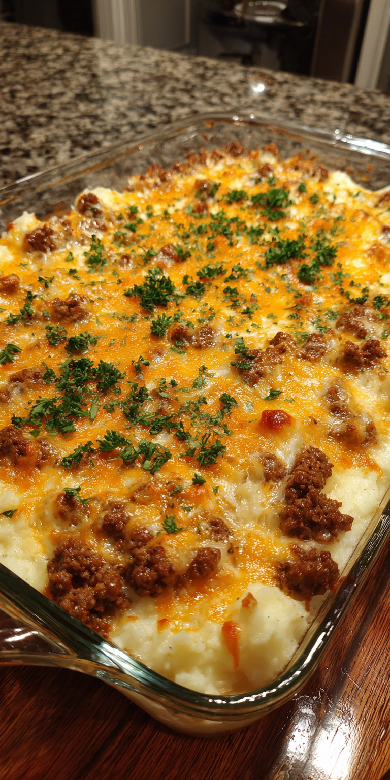 Cheesy Mashed Potato & Ground Beef Casserole Recipe