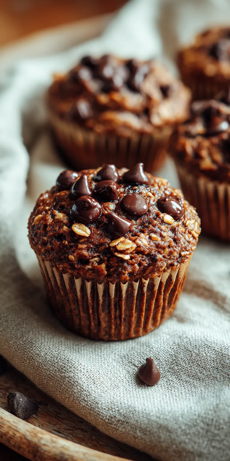 Chocolate Banana Oat Muffins – Healthy & Indulgent served warm with cozy spices