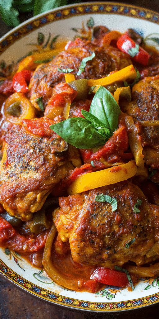 Crockpot Chicken Cacciatore with Peppers Italian Hunter Style Recipe