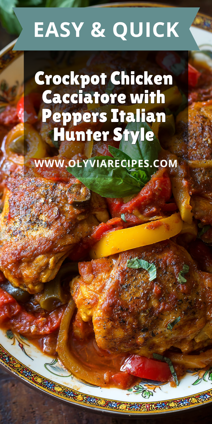 Crockpot Chicken Cacciatore with Peppers Italian Hunter Style served warm with cozy spices