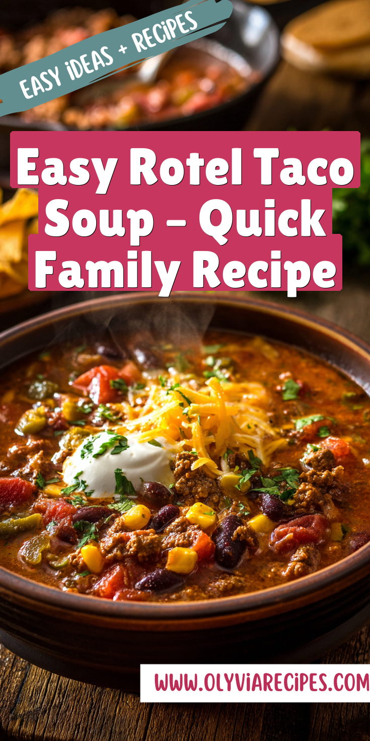 A warm bowl of Easy Rotel Taco Soup, perfect for a quick family meal