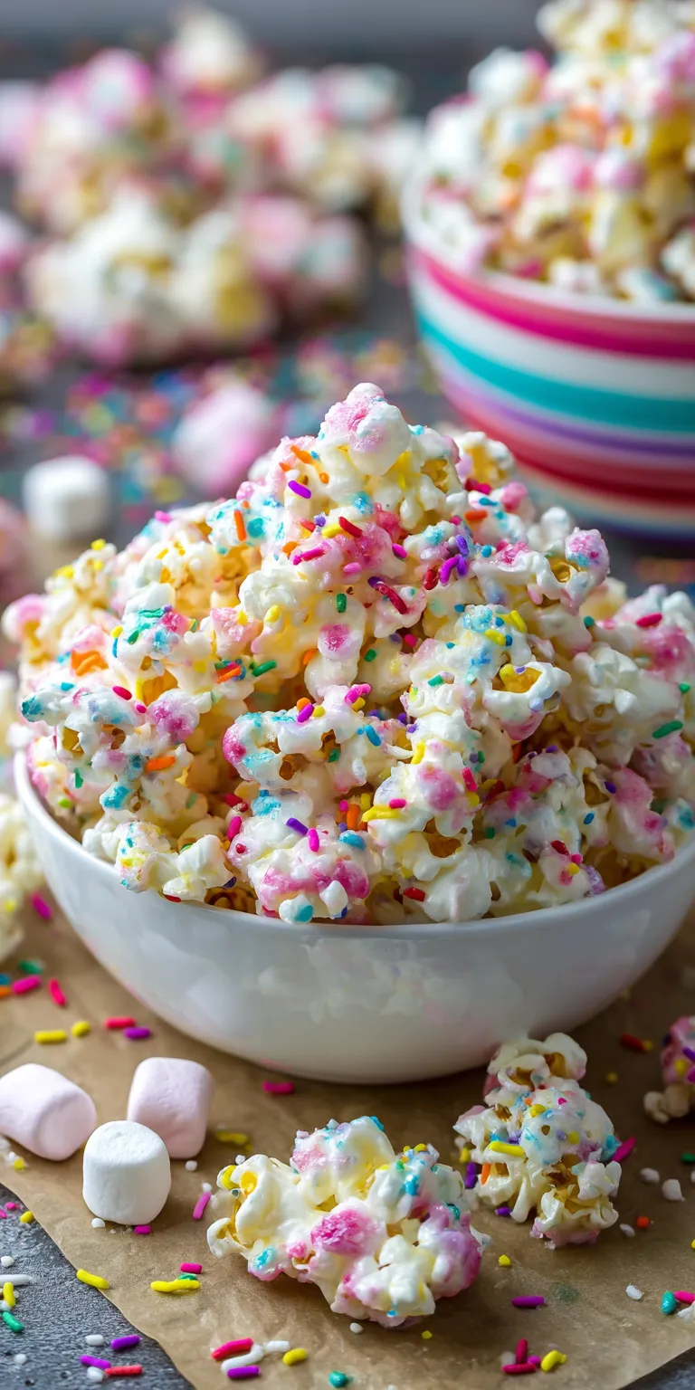 Funfetti Marshmallow Popcorn – Colorful Party Snack served warm with cozy spices