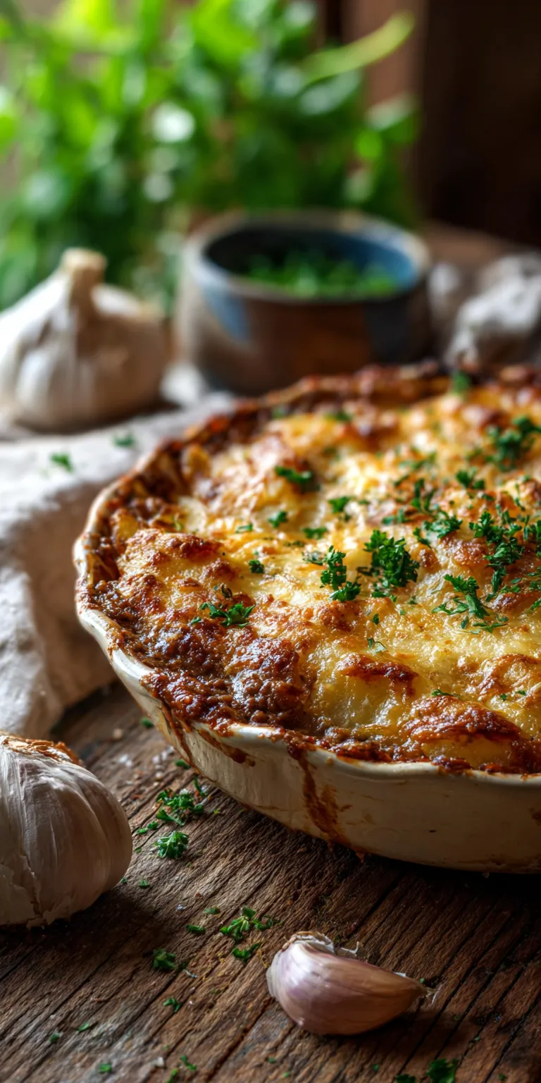 Garlic Butter Ground Beef & Potato Bake – Family Favorite served warm with cozy spices