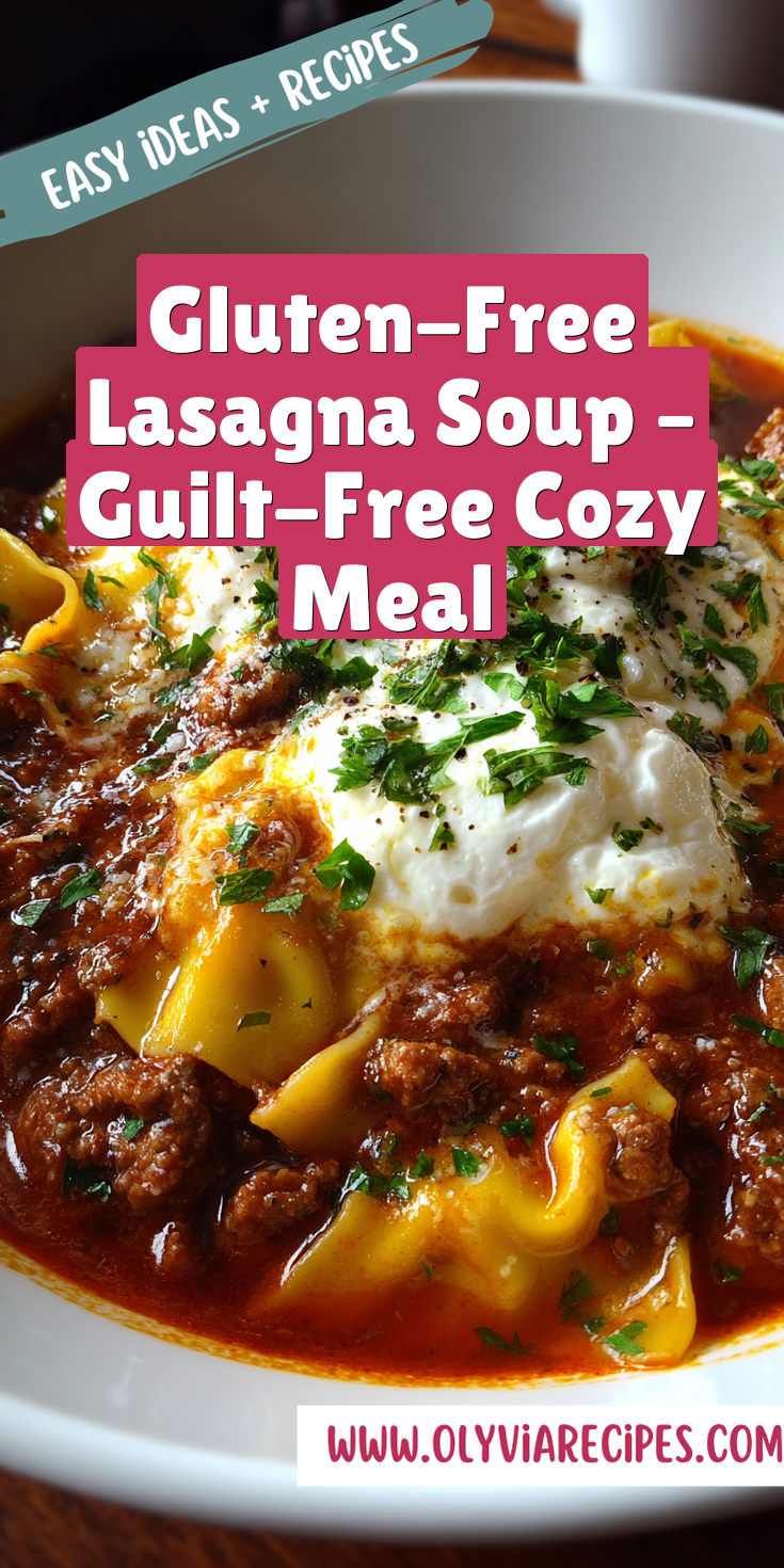 A warm bowl of gluten-free lasagna soup with hearty flavors