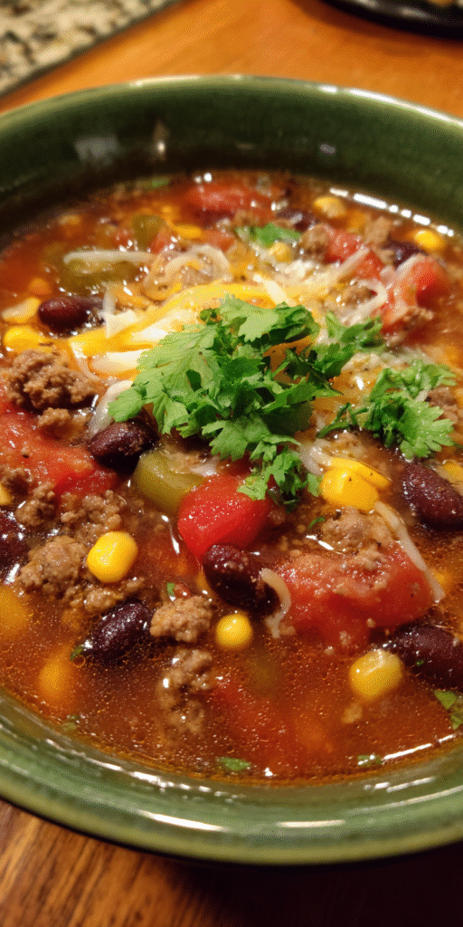 Ground Beef & Bean Taco Soup Recipe
