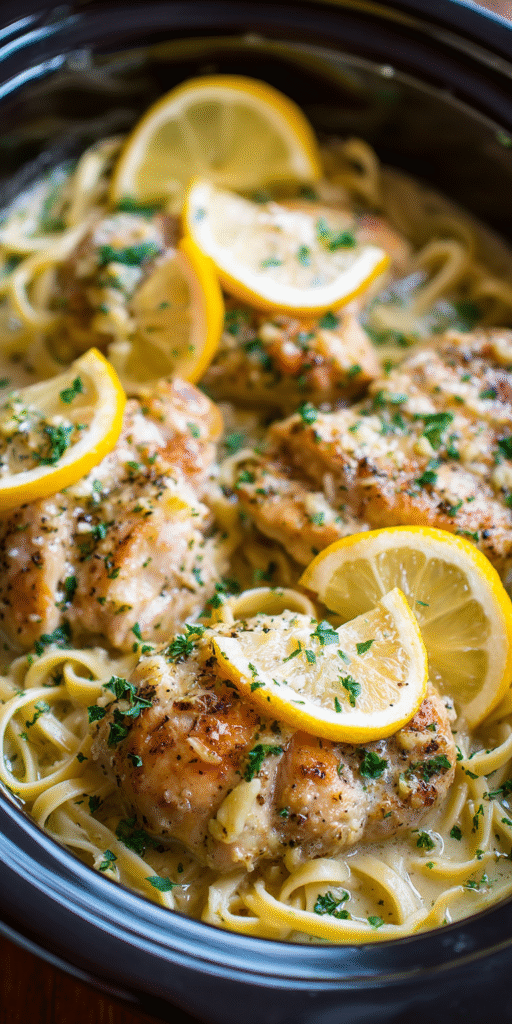 Crockpot Chicken Scampi Garlicky Lemon Butter Sauce Recipe