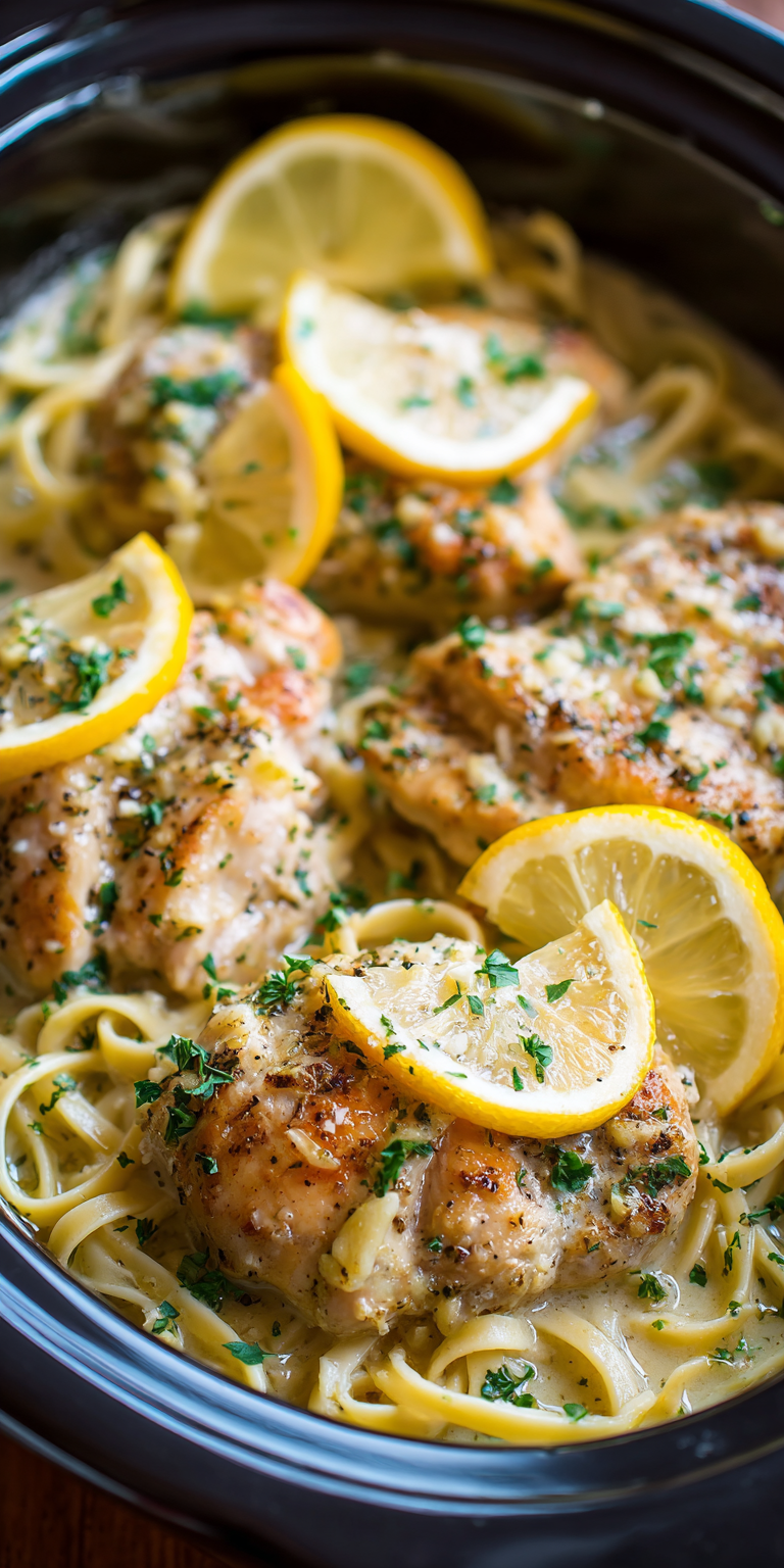 Crockpot Chicken Scampi Garlicky Lemon Butter Sauce Recipe