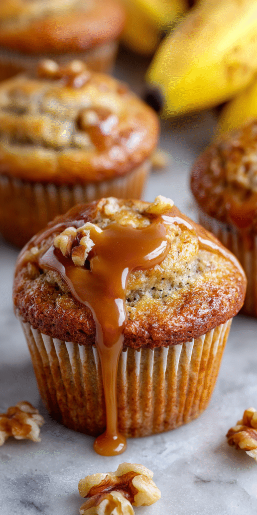 Caramel Swirl Banana Muffins – Gooey & Soft Recipe