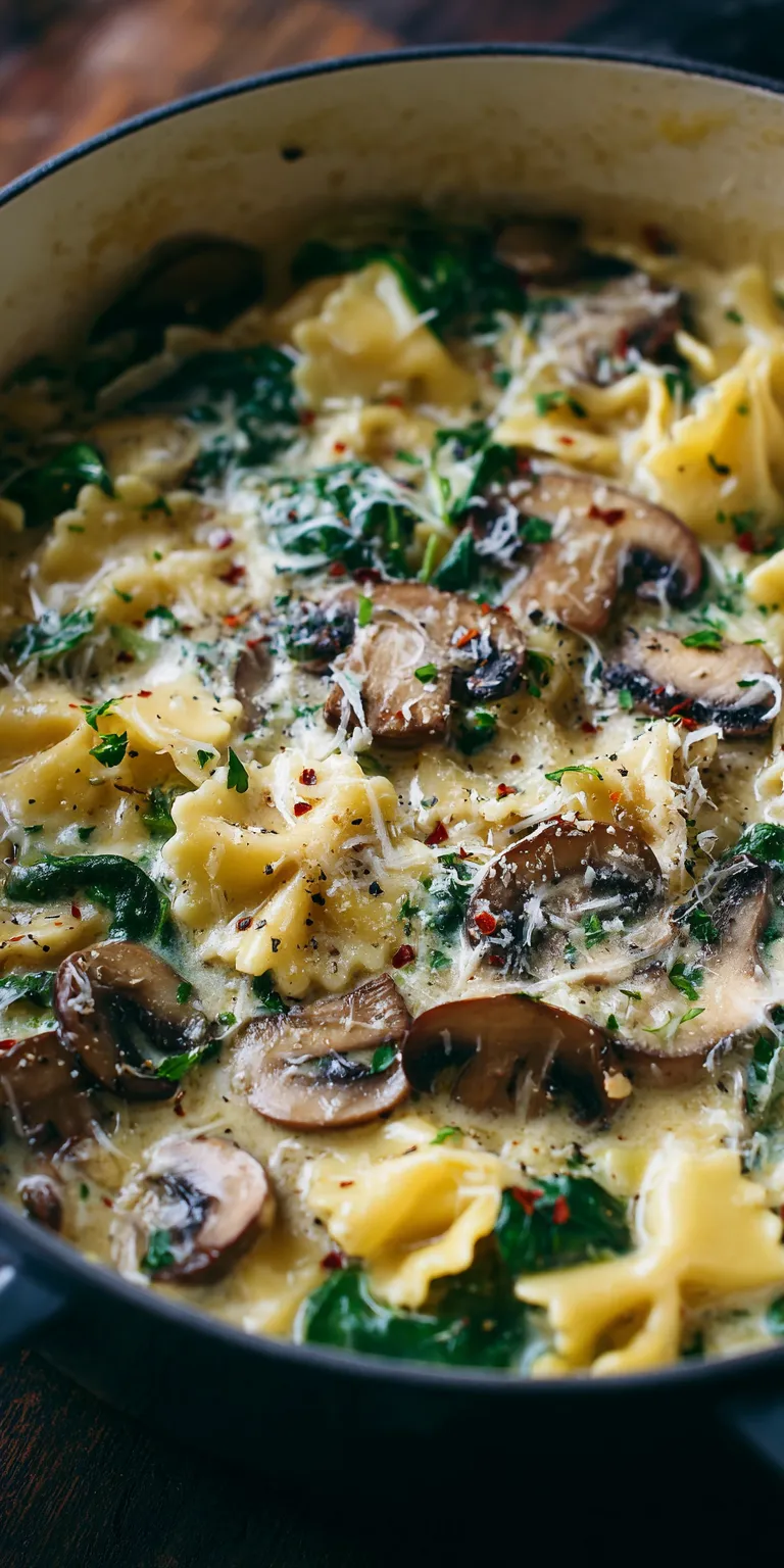 Mushroom Spinach Lasagna Soup served warm with cozy spices