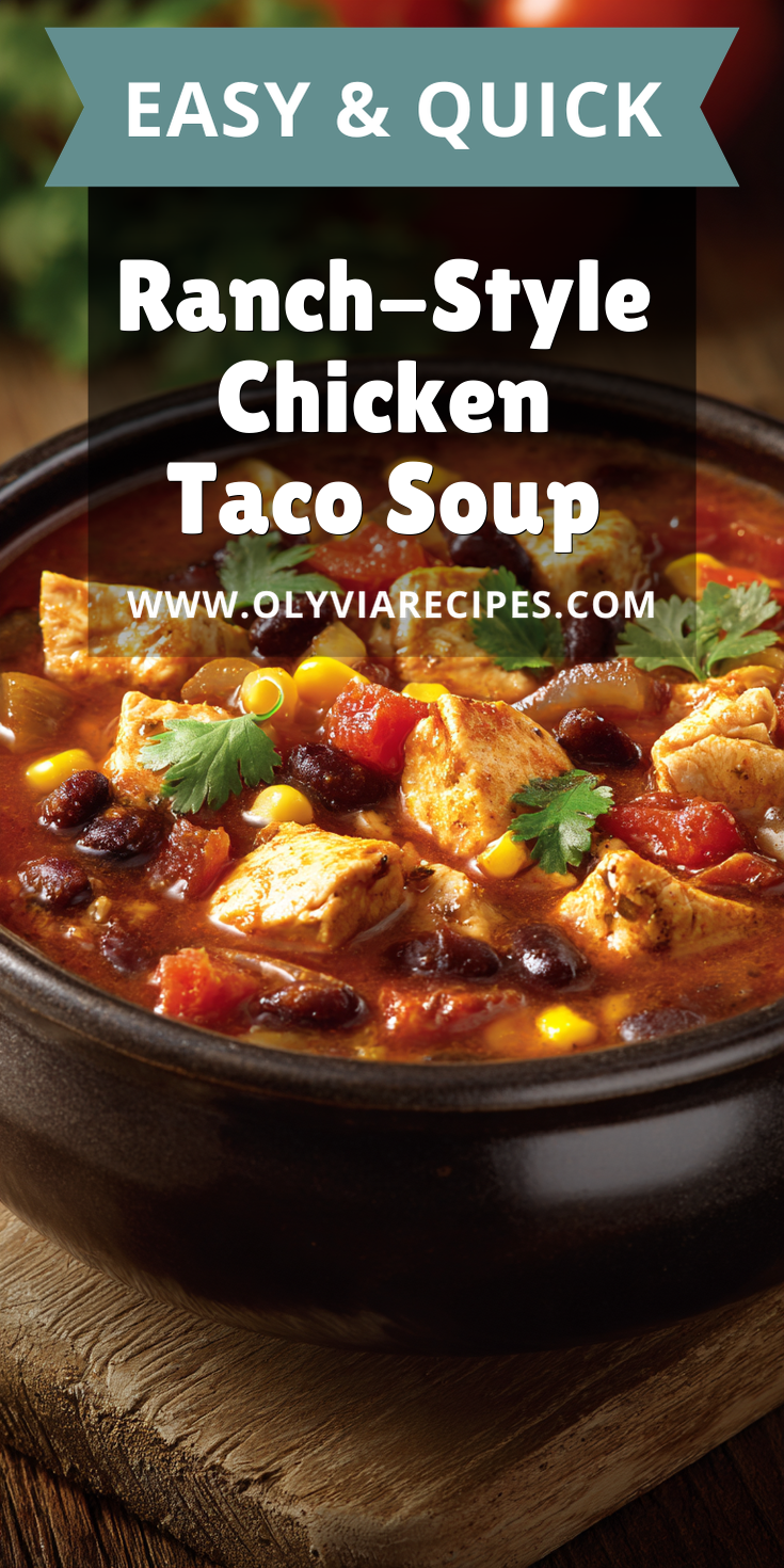 Ranch-Style Chicken Taco Soup served warm with cozy spices