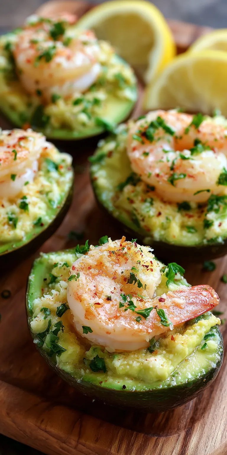 Shrimp Scampi Stuffed Avocados – Keto Low-Carb Recipe served warm with cozy spices