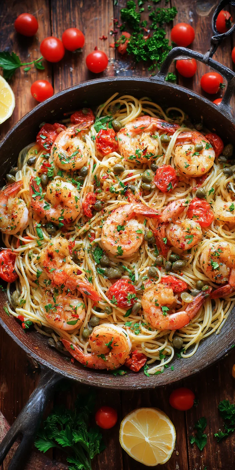 Shrimp Scampi with Capers & Tomatoes – Mediterranean Twist served warm with cozy spices