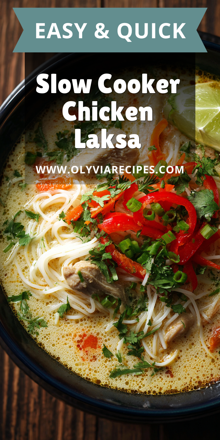 Slow Cooker Chicken Laksa served warm with cozy spices