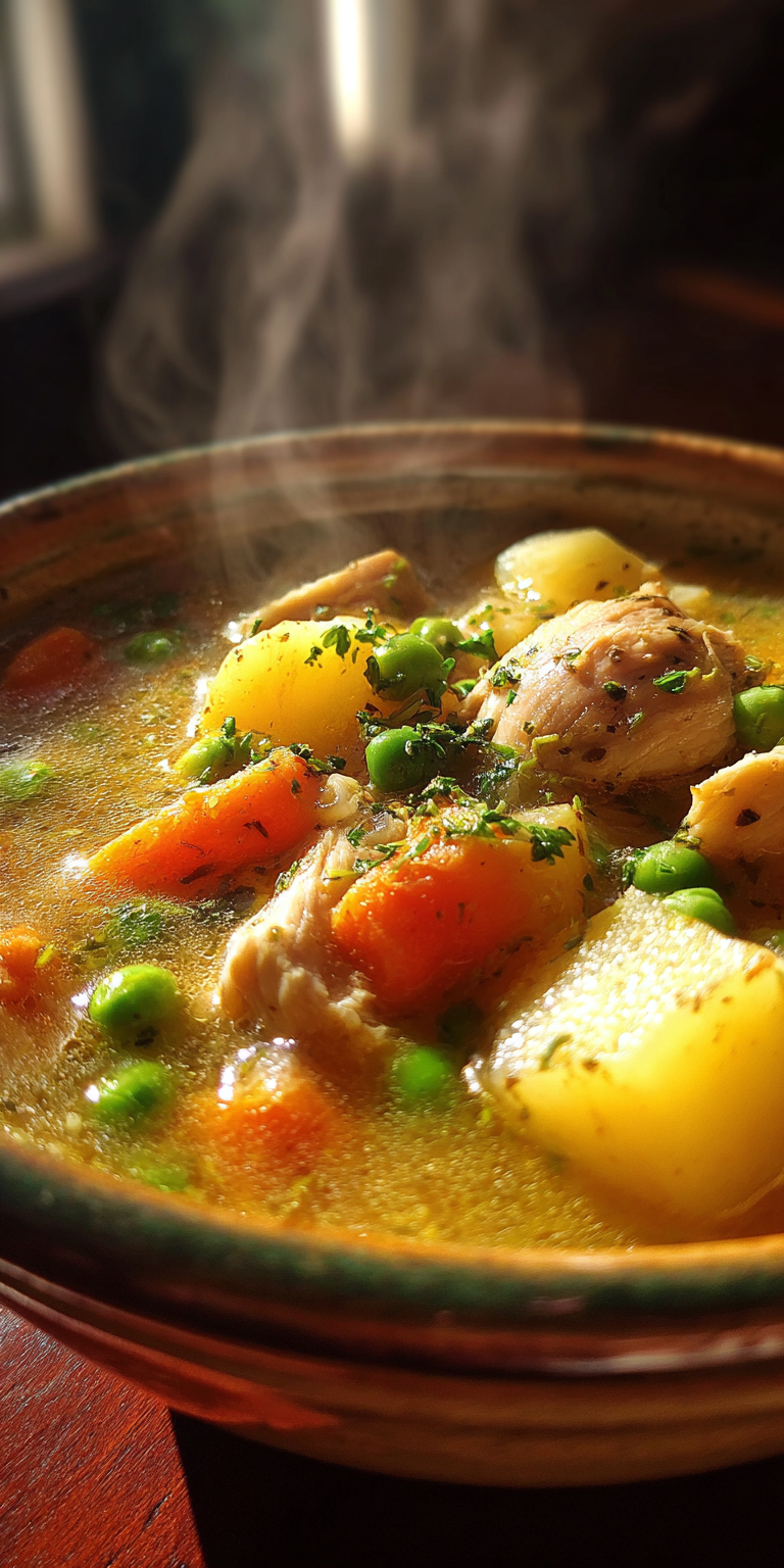 A collection of fresh ingredients for slow cooker chicken stew ready to be prepared