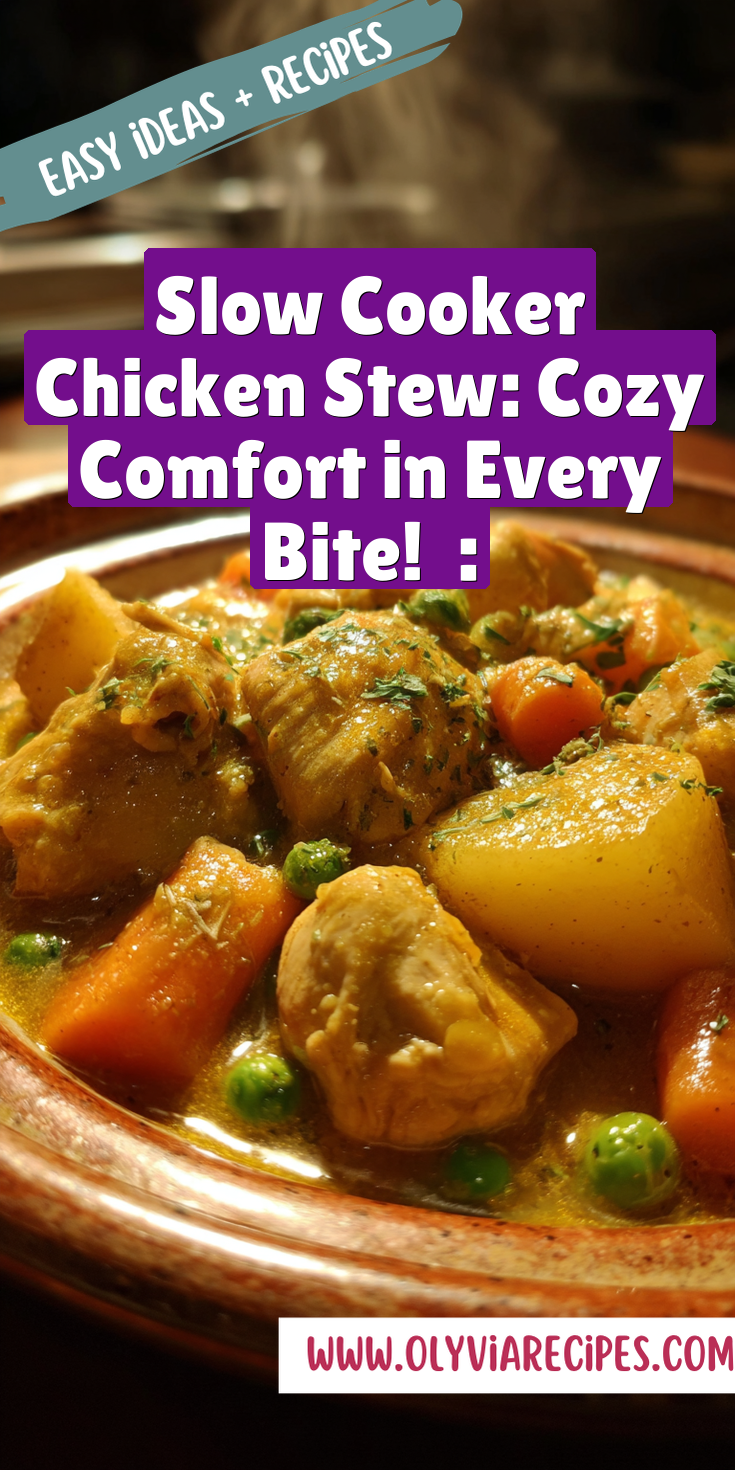 A warm bowl of slow cooker chicken stew with tender chicken and vegetables