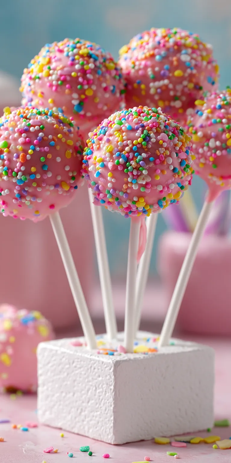 Homemade Starbucks Birthday Cake Pops with colorful sprinkles