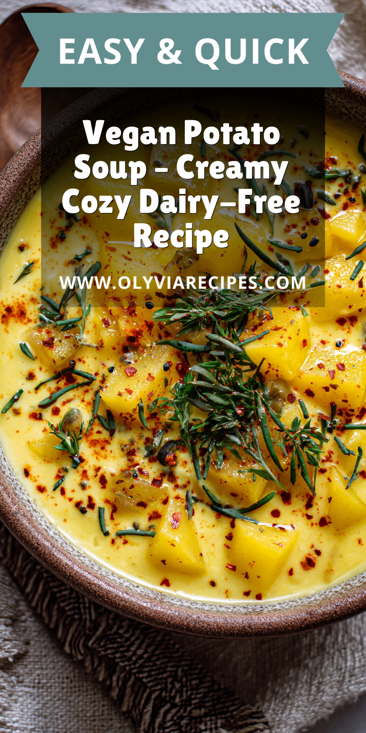 Vegan Potato Soup – Creamy Cozy Dairy-Free Recipe served warm with cozy spices