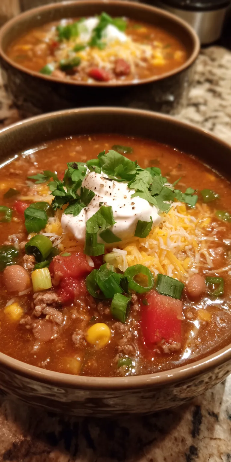 Cheesy Zucchini Taco Soup served warm with cozy spices