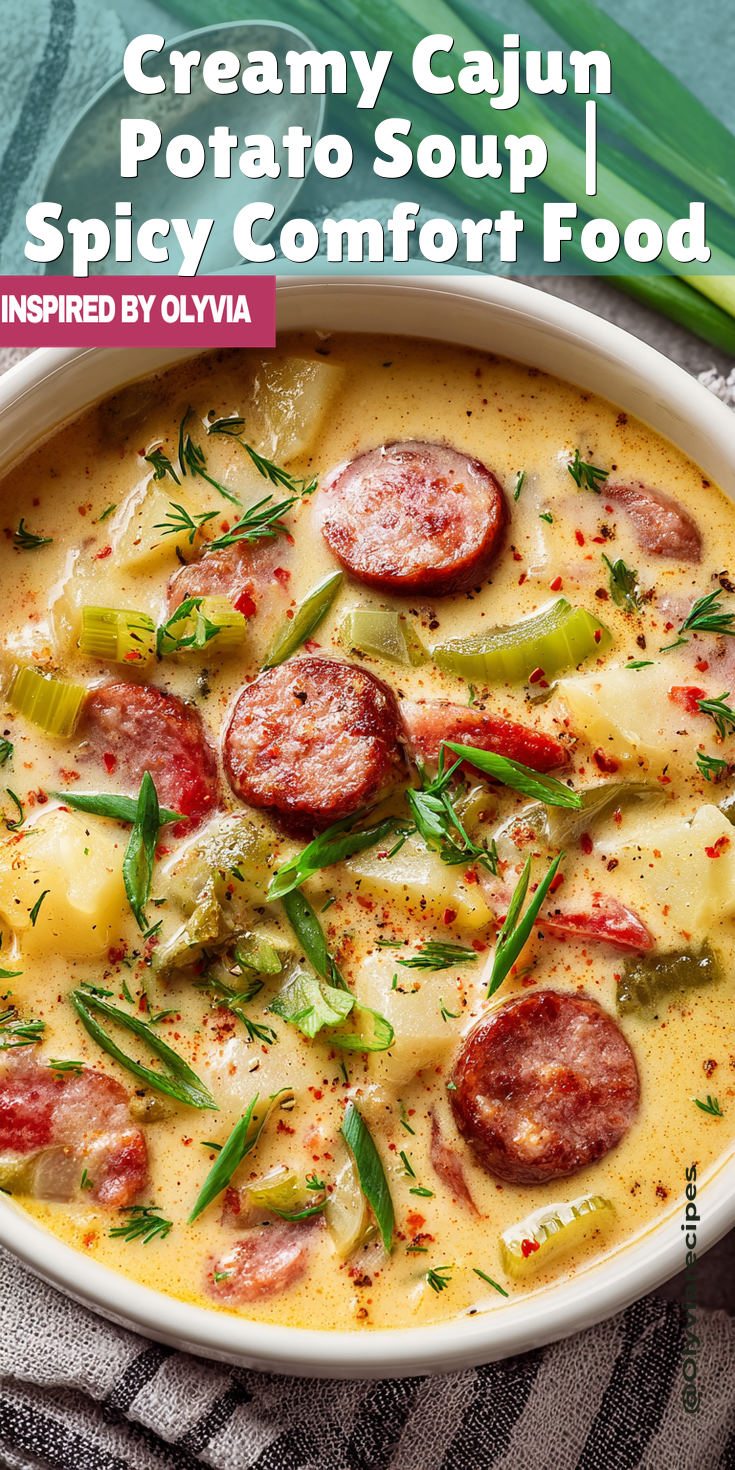 Creamy Cajun Potato Soup | Spicy Comfort Food served warm with cozy spices