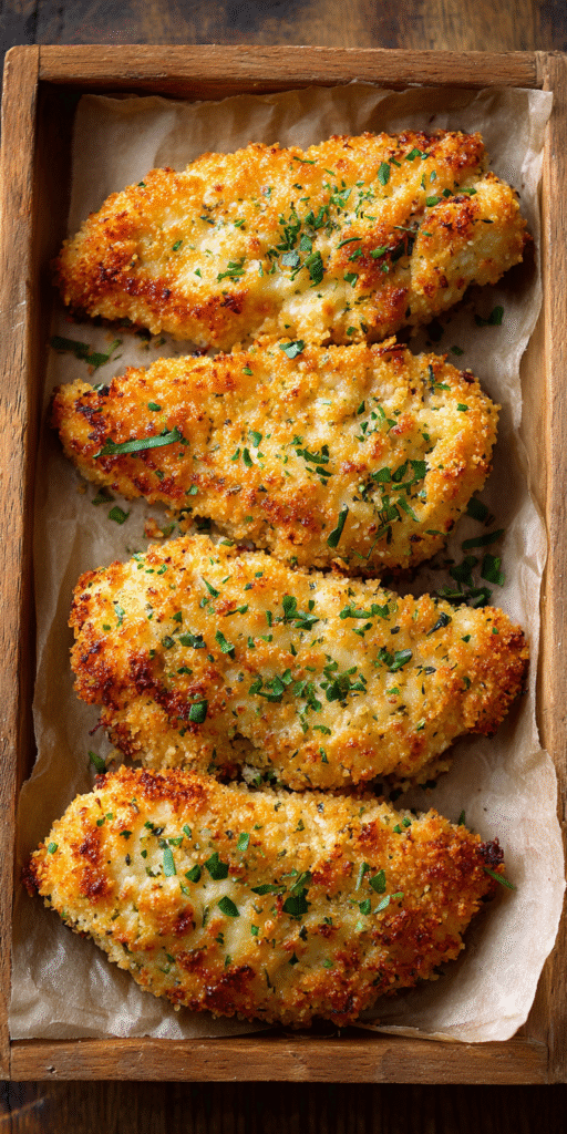 Crispy Panko Parmesan Chicken | Easy Oven Dinner served warm with cozy spices