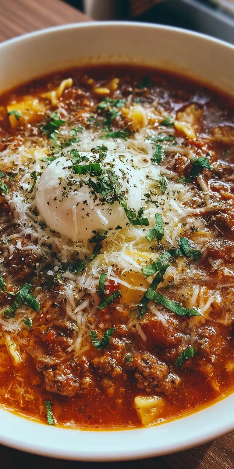 Fiery Spicy Italian Lasagna Soup | Cozy One-Pot Comfort served warm with cozy spices
