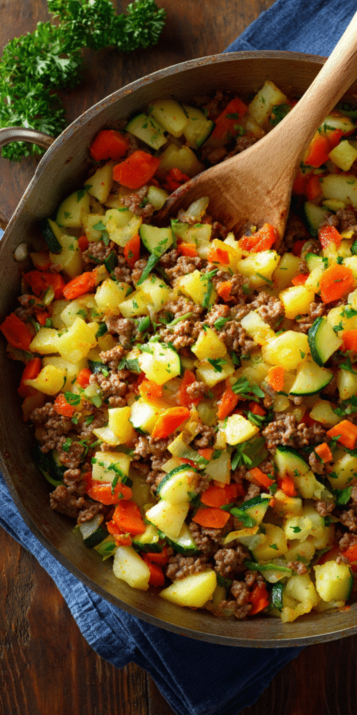Hidden Veggie Beef & Potato Hash served warm with cozy spices