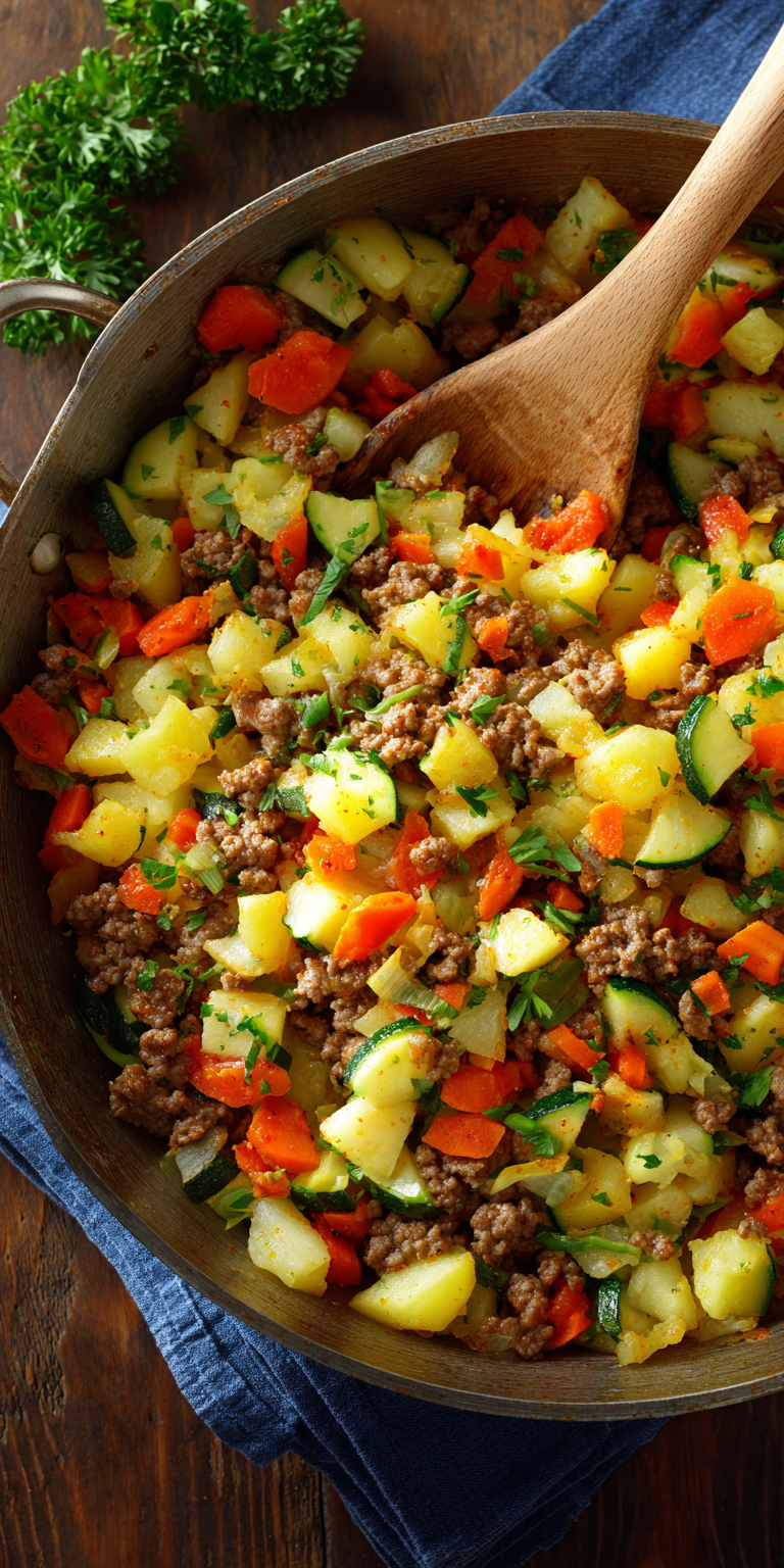 Hidden Veggie Beef & Potato Hash served warm with cozy spices