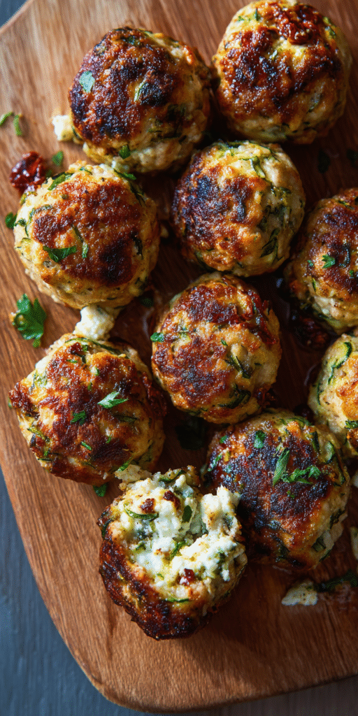 Mediterranean Stuffed Chicken Meatballs served warm with cozy spices